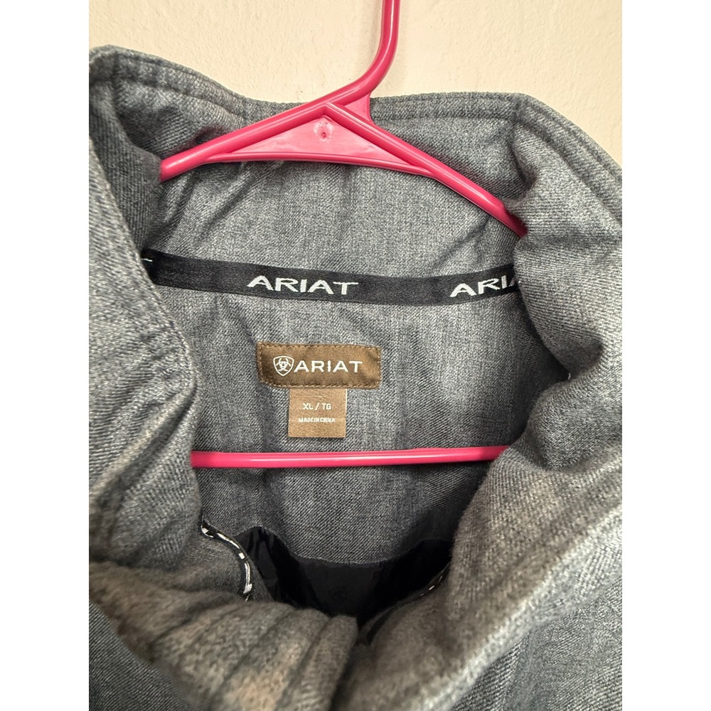 Ariat Mens Team Logo Jacket Heather Grey Full Zip XL Western Equestrian Coat - Picture 5 of 5